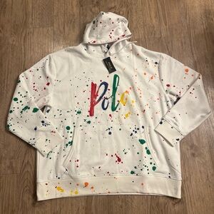 NWT Polo Ralph Lauren Splatter Paint Logo Hoodie Sweatshirt Big & Tall Size 2XB